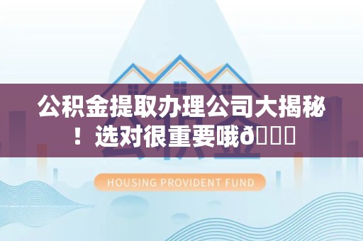 清流公积金提取办理公司大揭秘！选对很重要哦😎